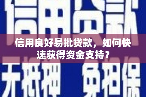 咸丰信用良好易批贷款，如何快速获得资金支持？