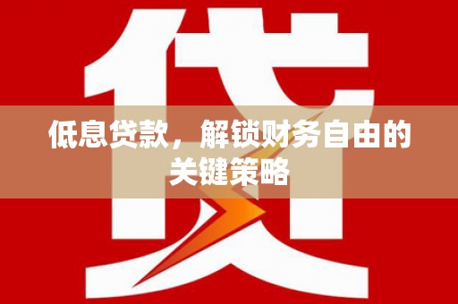 大堂低息贷款，解锁财务自由的关键策略
