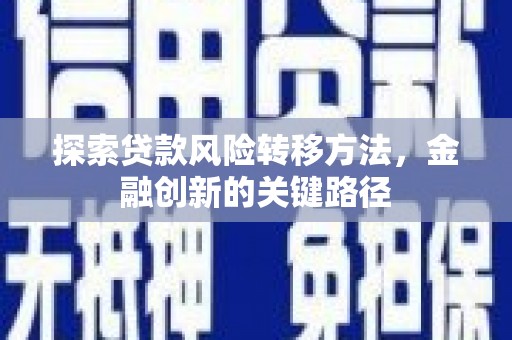 乐东探索贷款风险转移方法，金融创新的关键路径