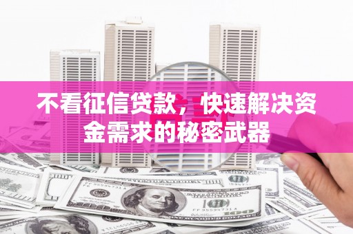 蓬江不看征信贷款，快速解决资金需求的秘密武器