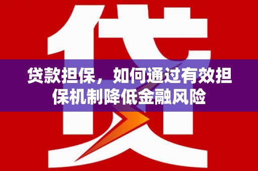 大观贷款担保，如何通过有效担保机制降低金融风险
